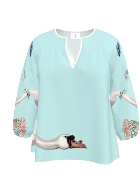 "The Swans" Blouse: Serenity and Style
