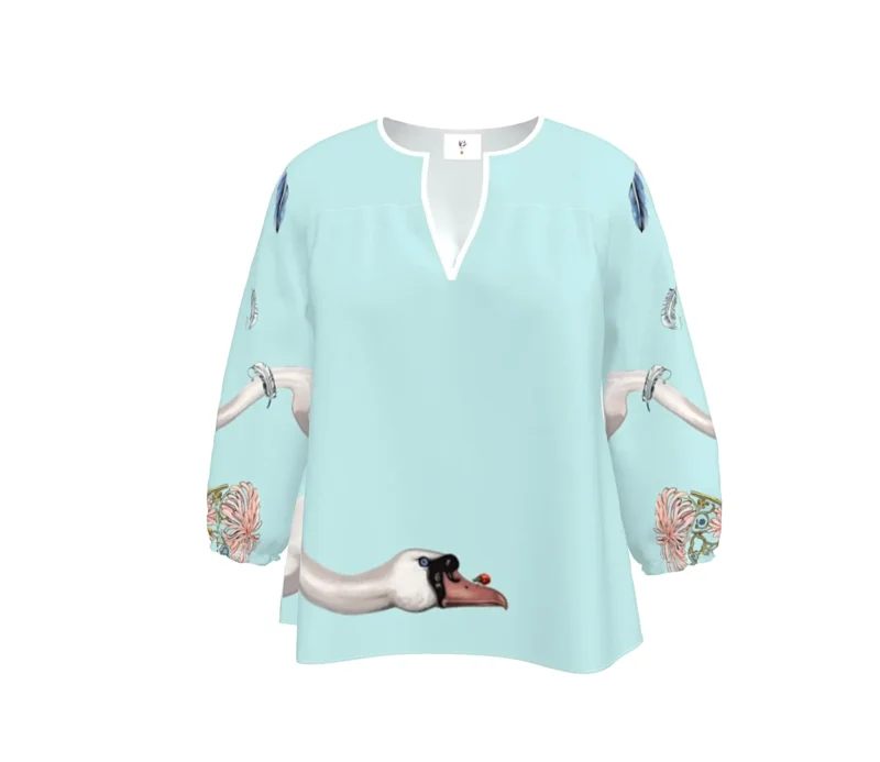 "The Swans" Blouse: Serenity and Style