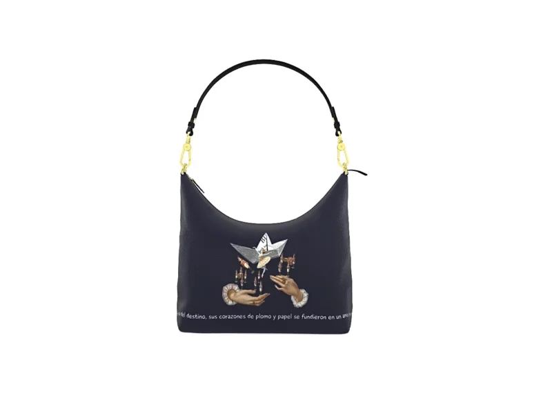 Bolso Hobo Cuadrado Único "Plomo y Tul"