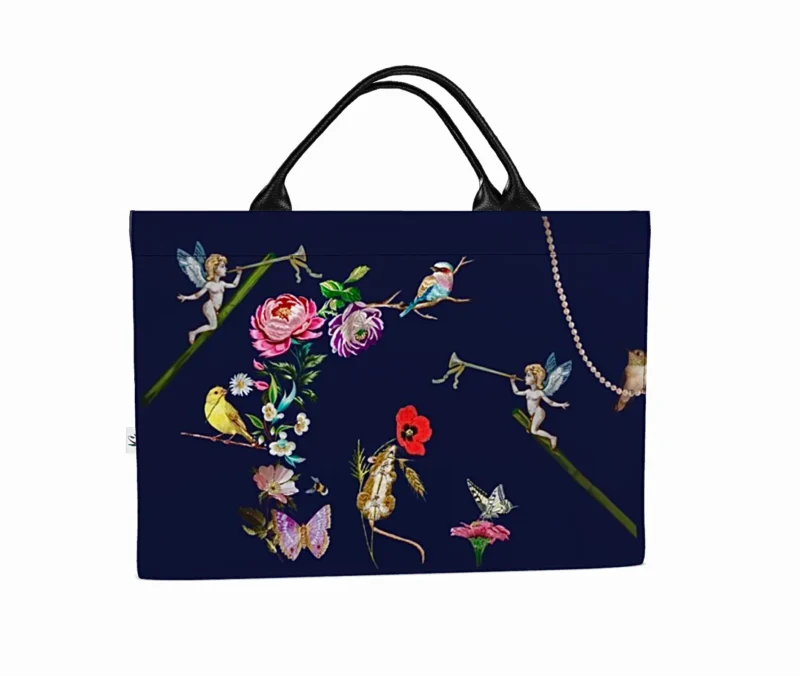 "Divine Flutter in Bloom" Custom Tote Bag - Organic Cotton Canvas - Image 5