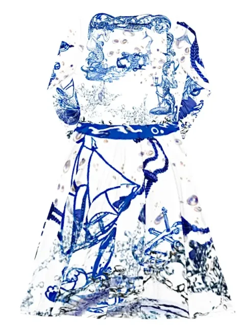 "Neptune and the Sirens" Long-Sleeved Dress: A Story of Myths and Deep-Sea Legends