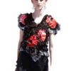 "Poppy Bloom" - Haute Couture Vest-Blouse with Hand-Embroidered Poppies