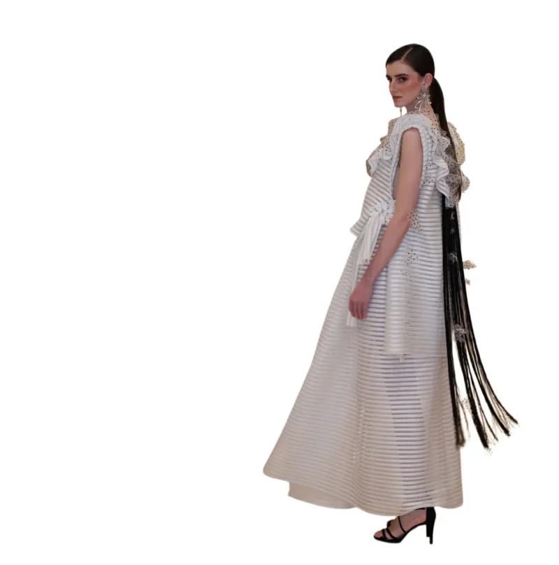 "Line Breeze" Off-White Two-Piece Dress - Image 3