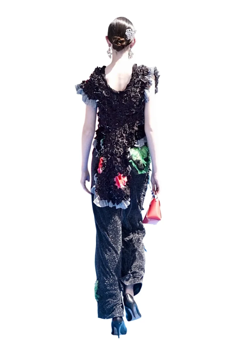 "Poppy Bloom" - Haute Couture Vest-Blouse with Hand-Embroidered Poppies - Image 3